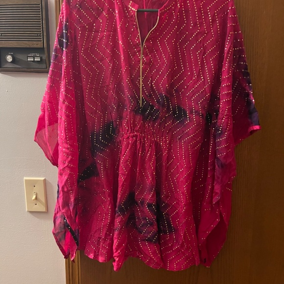 Vibrant Colors Tie and Dye short top Kaftan Blouses - Picture 2 of 6